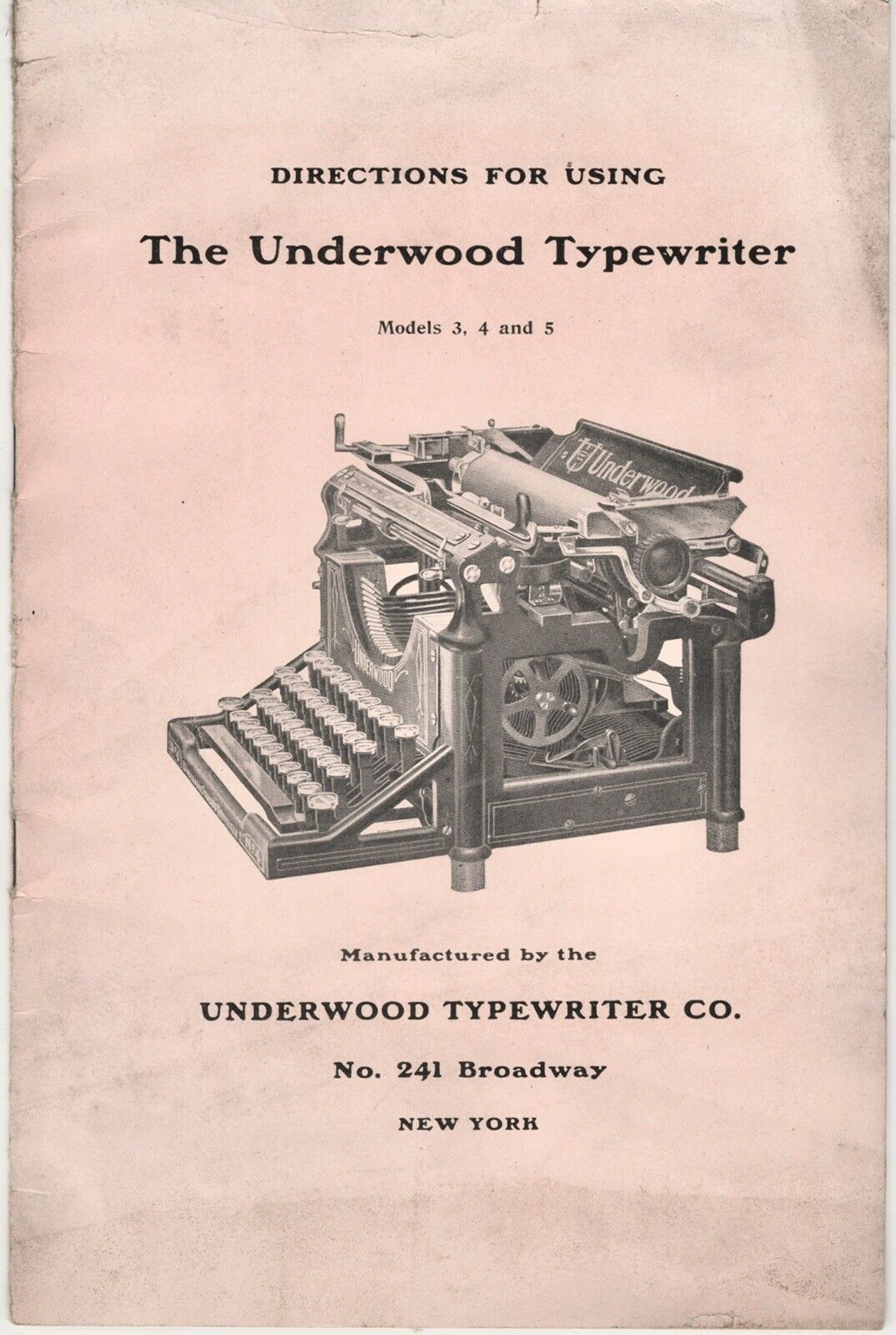 1890s Underwood Typewriter Co Illustrated Booklet Directions For Models 3 4 5