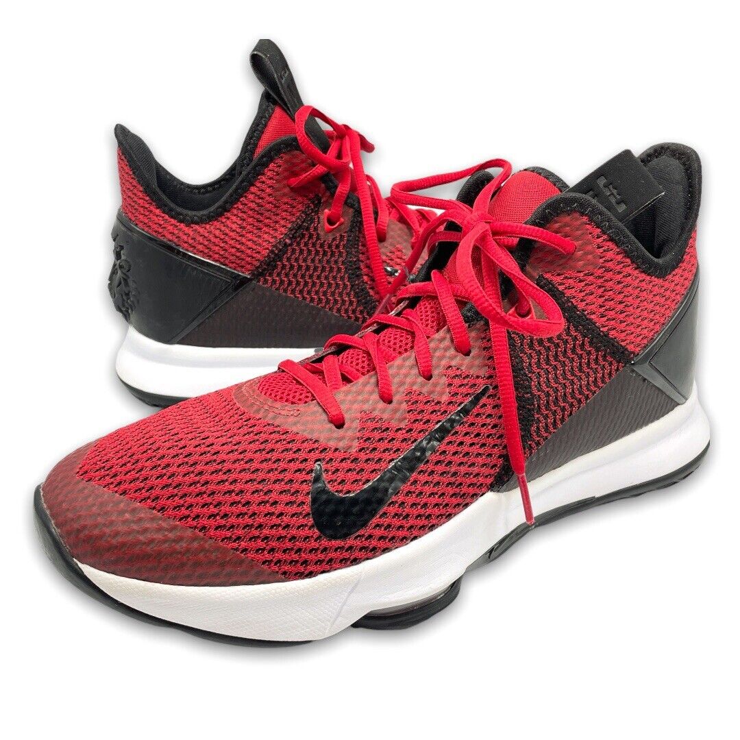 Nike Lebron Mens 10 Witness 4 Bred Bv7427-002 Mid Black Gym University Red Shoe