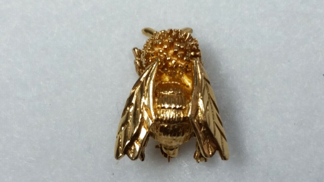 14k Yellow Gold Honey Bee Pin - Brooch