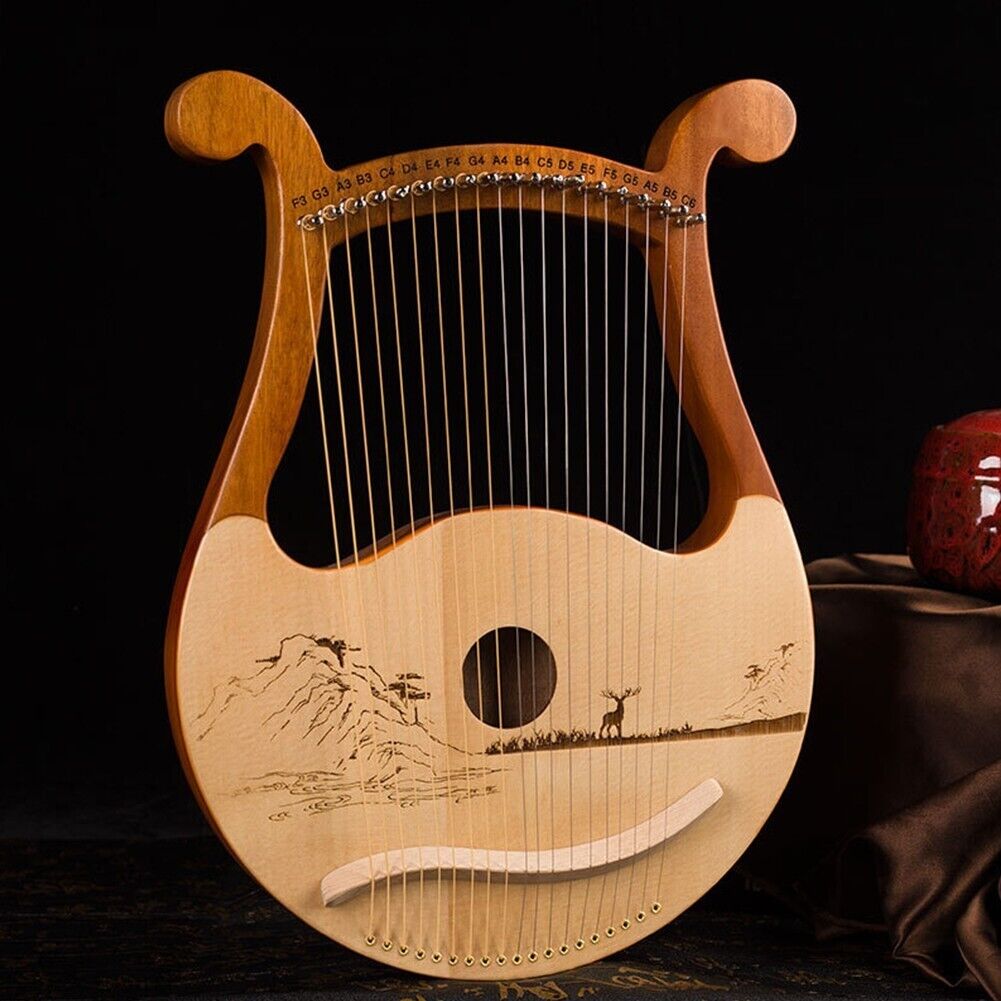 Portable 19 String Lyre Harp Lyre Harp Solid Wood Mahogany With Carry Bag