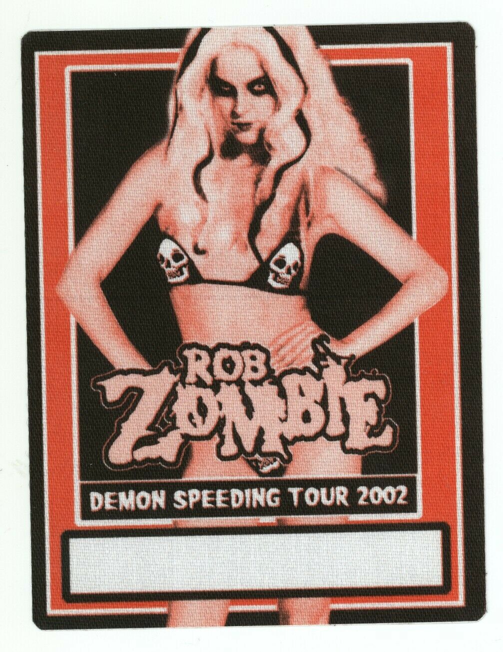Rob Zombie Demon Speeding Tour 2002 Genuine Orange Border Backstage Pass! White