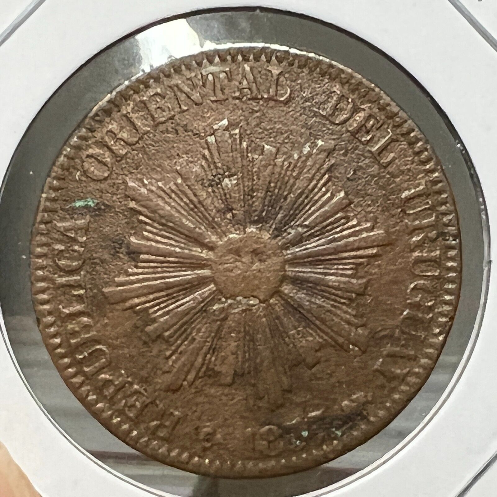 1857 Uruguay 4 Centesimos Sun Coin