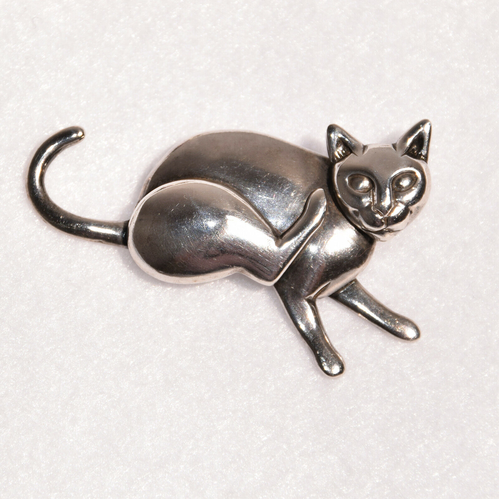 Reclining Cat Sterling Silver Pin