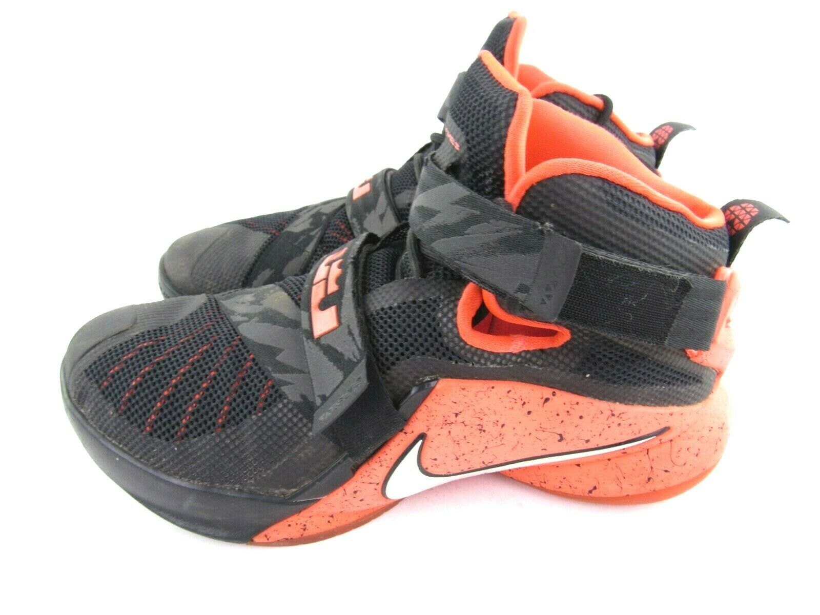 Lebron James Soldier Ix 9 Shoes Black Orange Size 8.5 Nike 749490-016 Swoosh