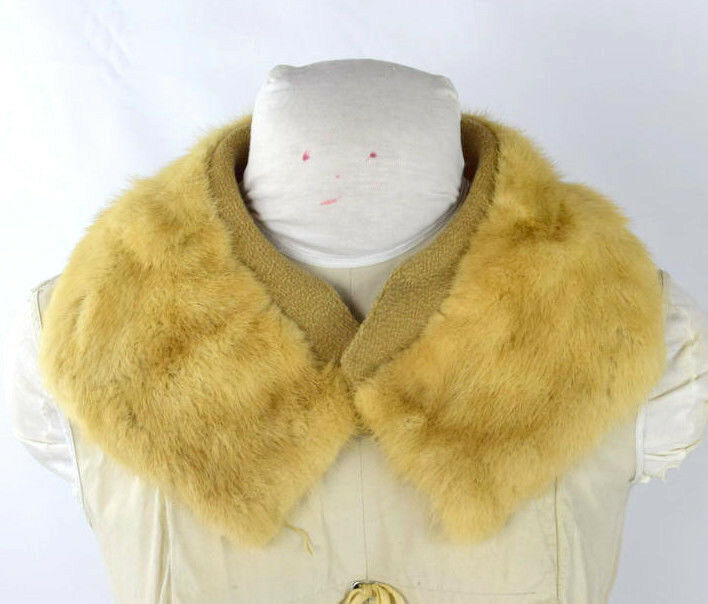 Vintage Luxe Soft Blonde Ivory Mink Fur Stitch On Retro Jacket Coat Collar 24"