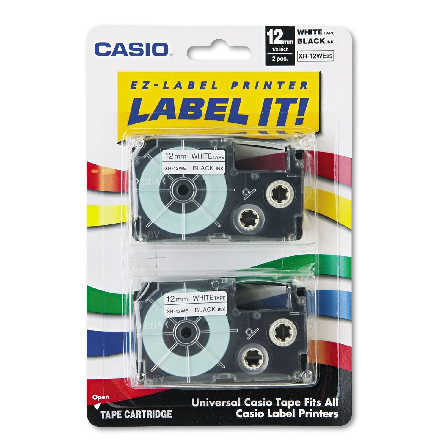 Casio Xr-12we2s  1/2" Black/white Tape 2-pack Xr12we2s
