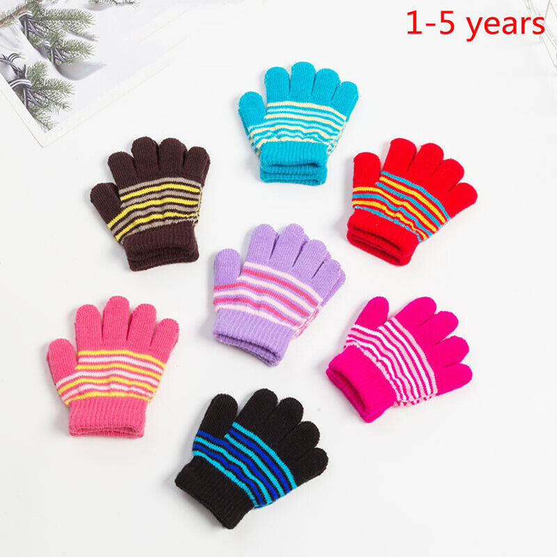1-5 Years Kids Winter Warm Thicken Gloves Girls Boys Mittens Full Finger Glovwi