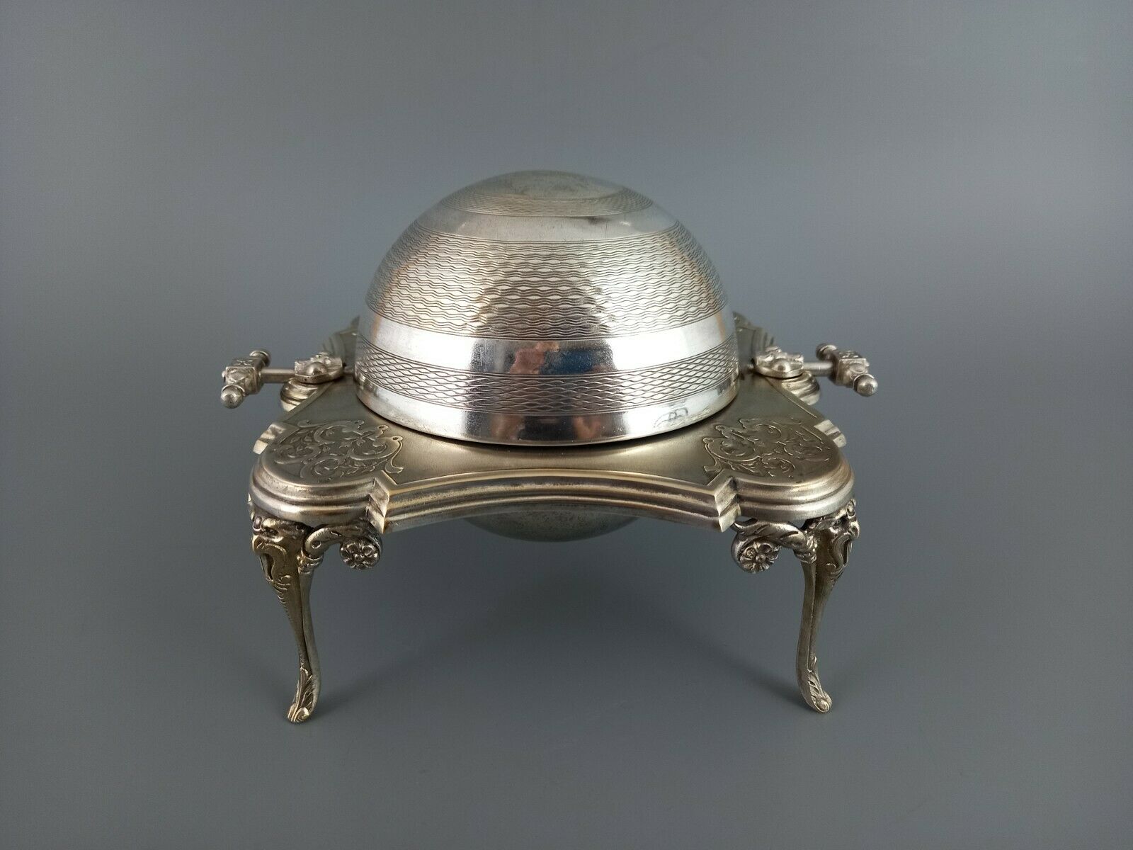 Silver Plated Caviar Server Dome Roll Top Butter Dish, Circa 1900th, Germany