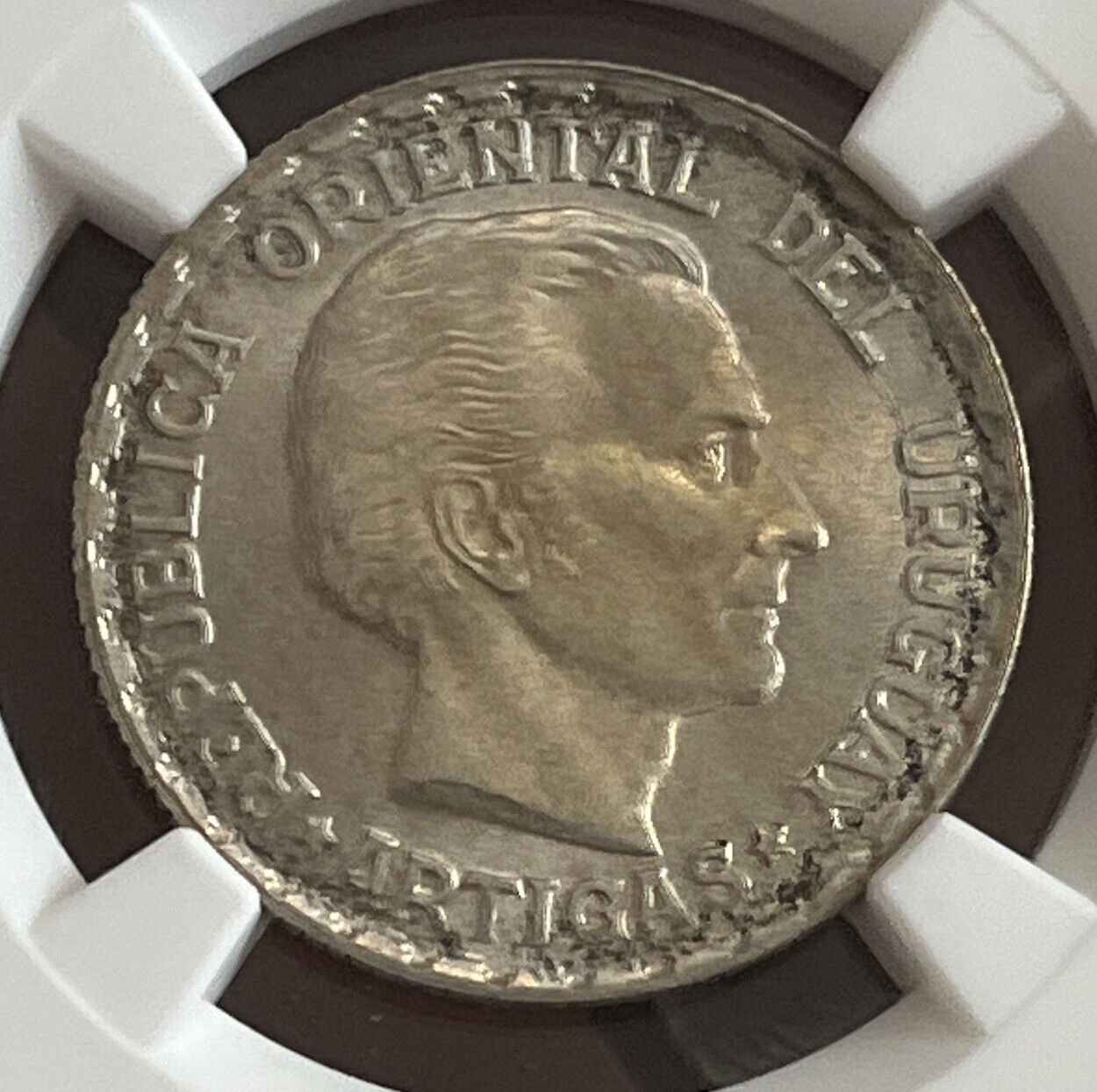 Uruguay 1943so 50 Centesimos Silver Ngc Ms64 Ld