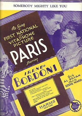 Irene Bordoni "paris" Al Bryan And Eddie Ward / Movie Musical 1929 Sheet Music