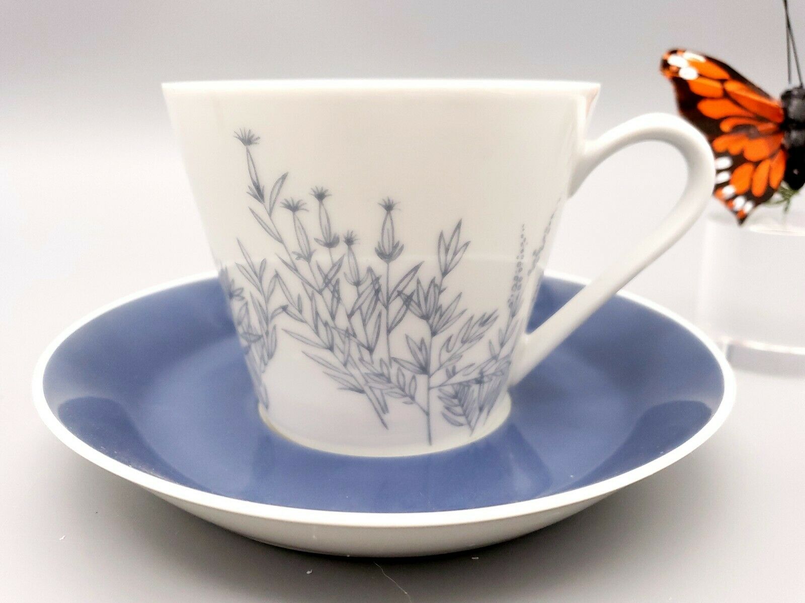 Schonwald Blue Flowers Teacup & Saucer Vintage Grman Porcelain Coffee Ok