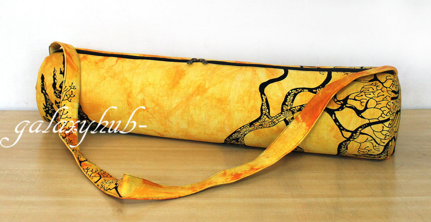 Indian Yoga Bag Yellow Dry Tree Gym Exercise Mat Carry Bags With Shoulder Strap