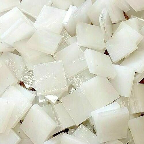 1/2" White Stained Glass Mosaic Tiles (100 Pieces)
