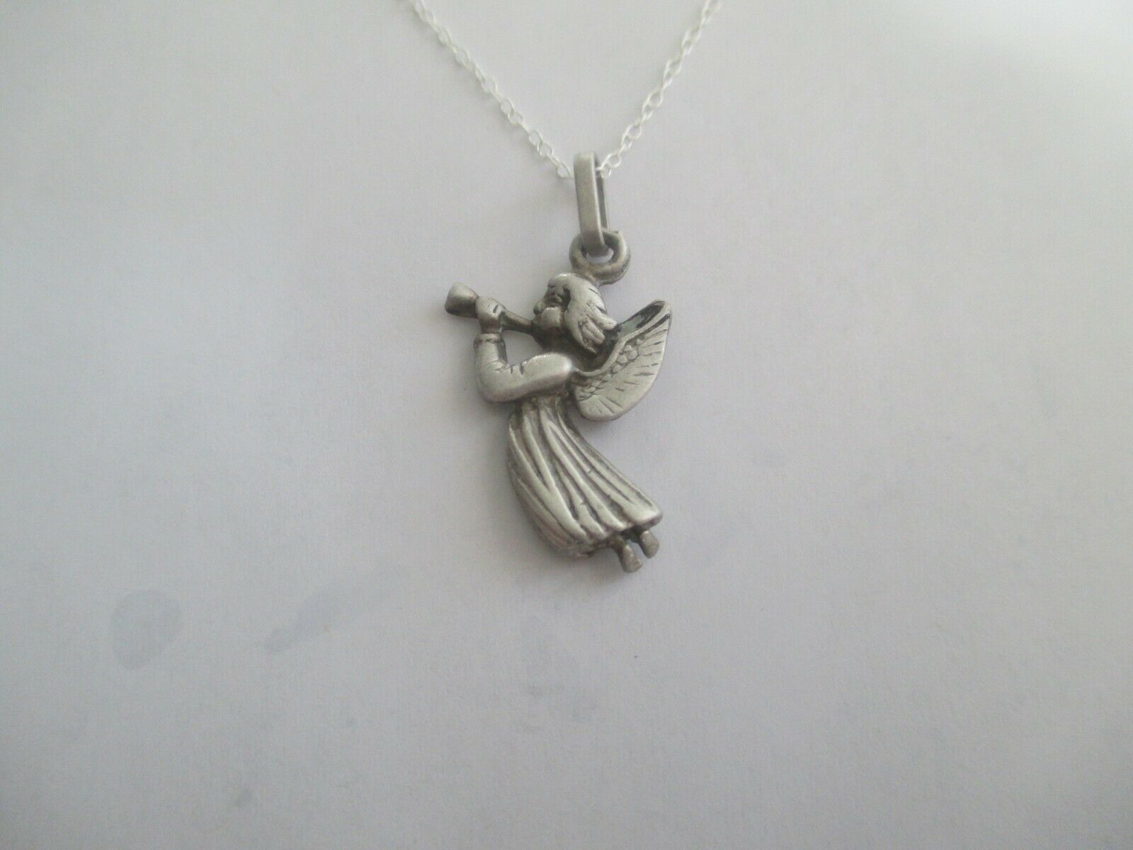 Angel Necklace  With Horn Sterling Silver Pendant..nice Design..3.43 Grams..new