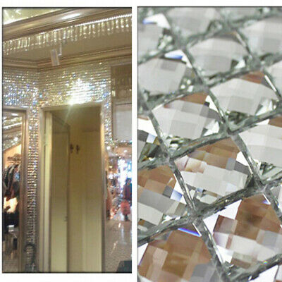 13 Edges Mirror Mosaic Tiles Beveled Crystal Diamond Shining Glass Wall Sticker