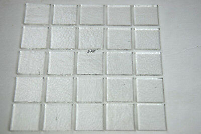 25 -clear 1 1/8" X 1 1/8"  3mm Thick Squares Of Bullseye Glass 90 Coe