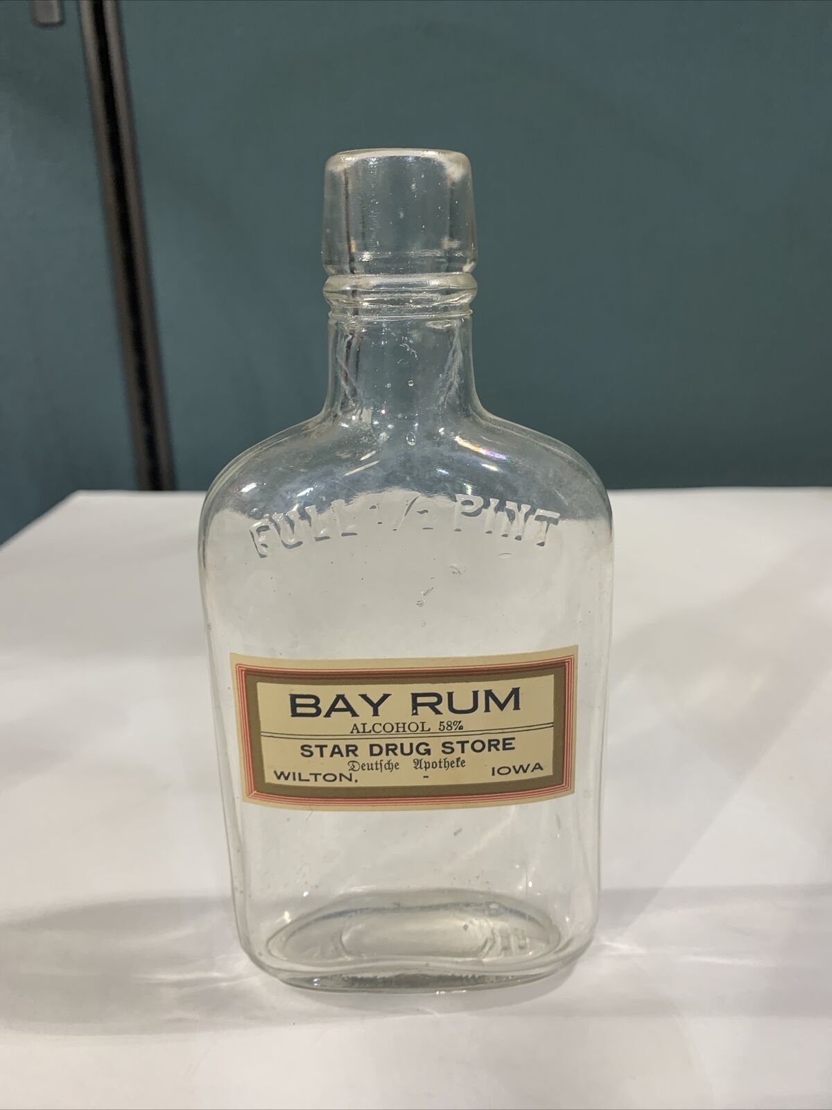 Wilton Iowa Star Drug Store Bay Rum Bottle