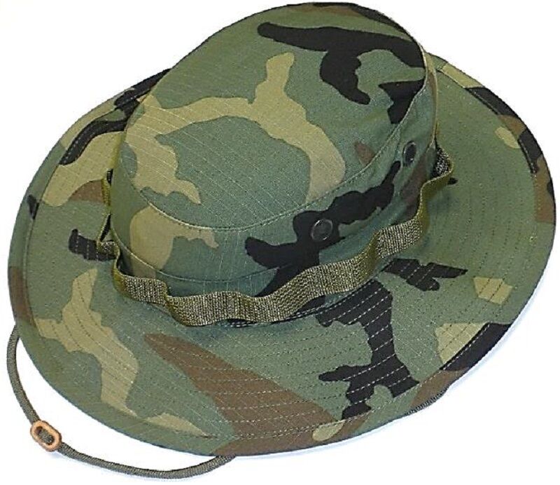 Mil.issue Tactical Woodland Camouflage Boonie Busch Hat Govt Contract 300-317