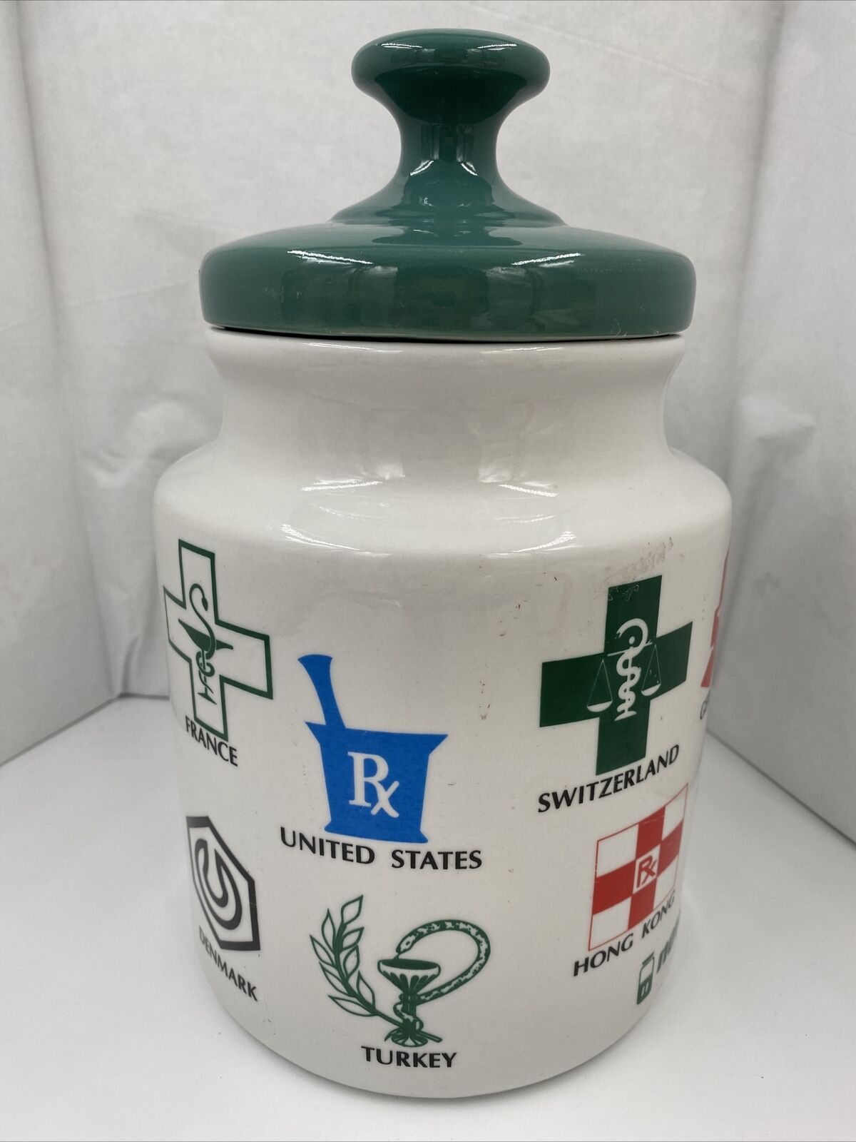 Vintage 70s Or 80s Novopharm Promo Apothecary Canister Jar With Lid 11”