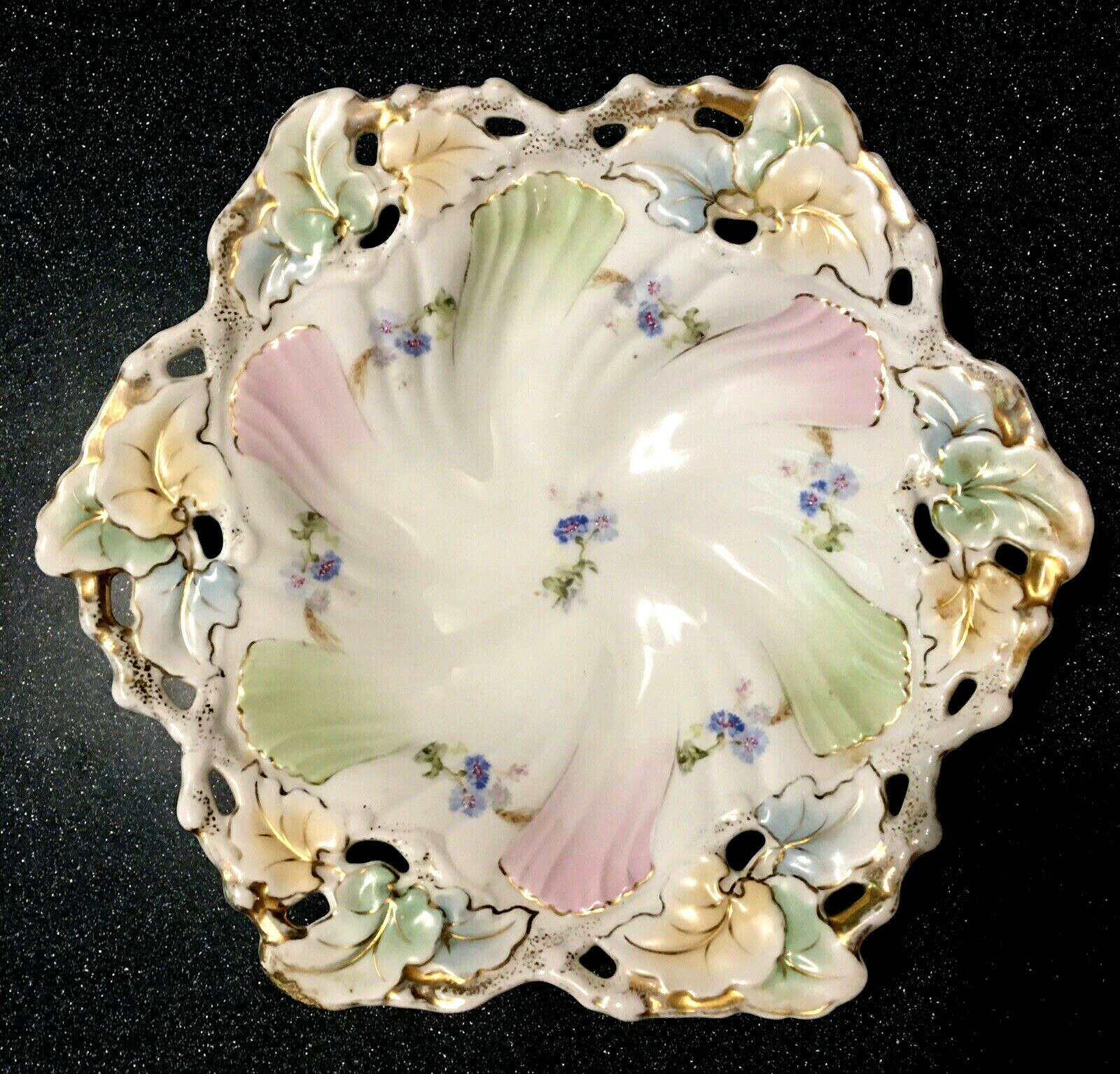 Antique Carl Tielsch Ct Germany Porcelain Pierced Reticulated Fruit Or Vege Bowl