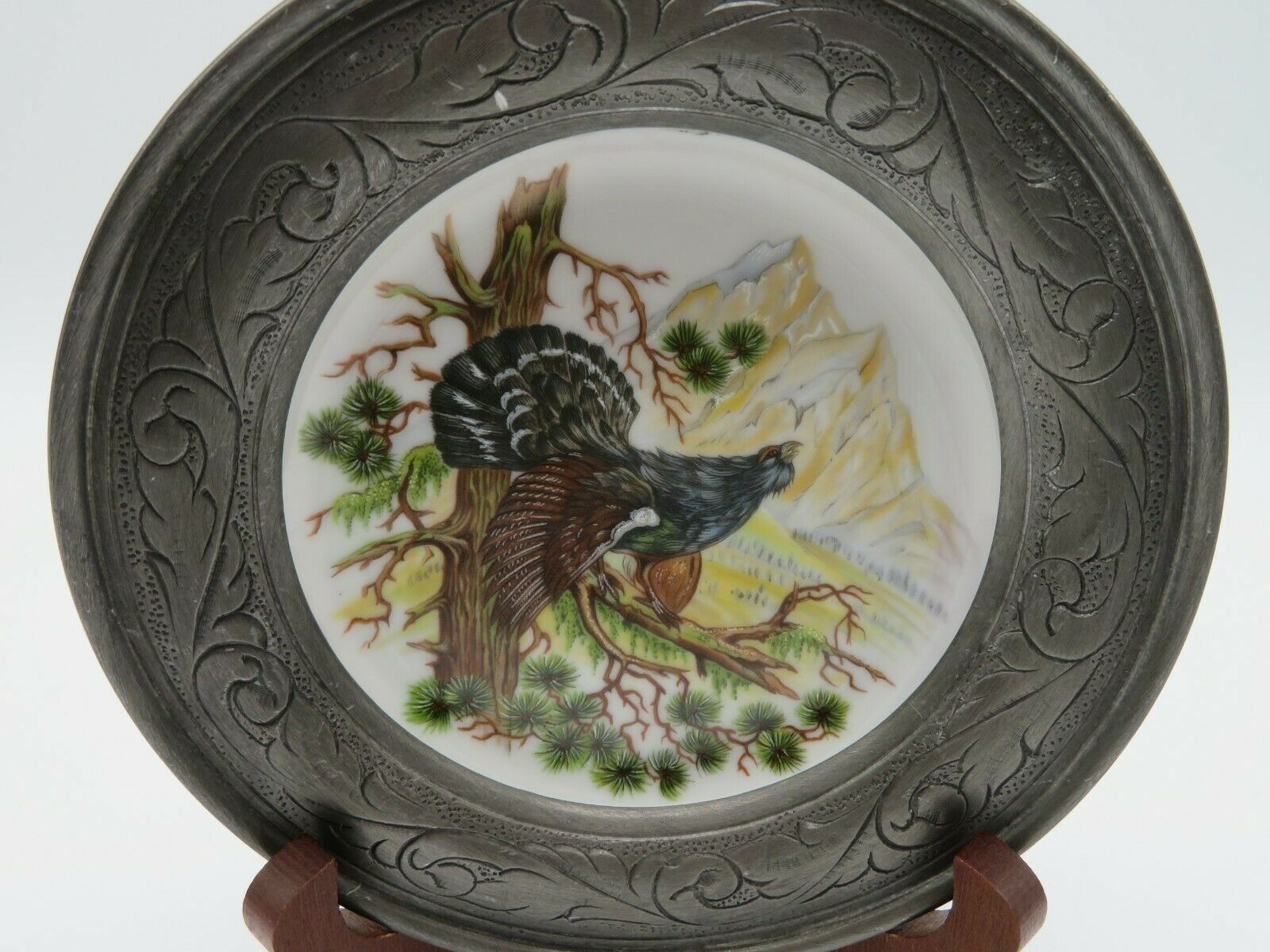 Kaiser West Germany Hand Painted Plate Coaster In Frame Game Bird Wild Grouse