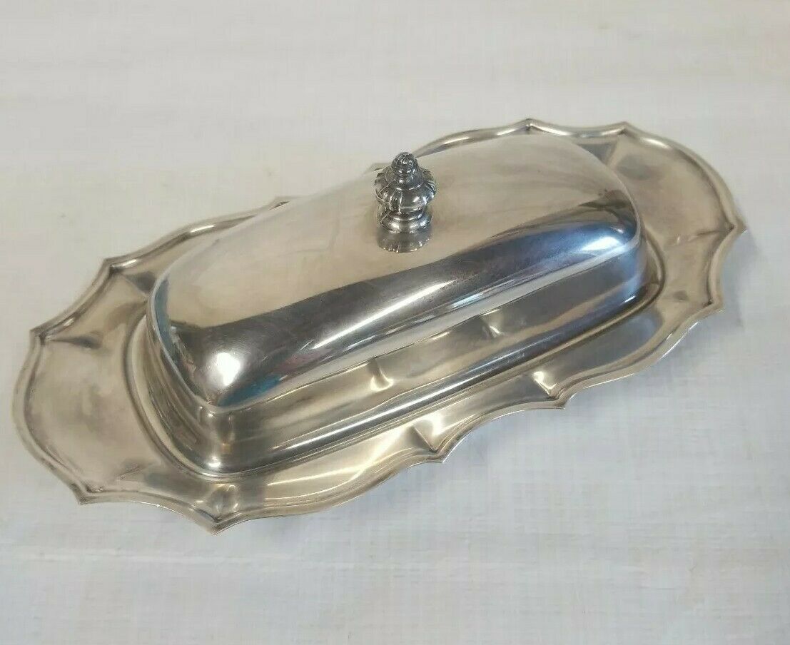 International Sllver Company Silver Plated Butter Dish Chippendale 6387 Vintage