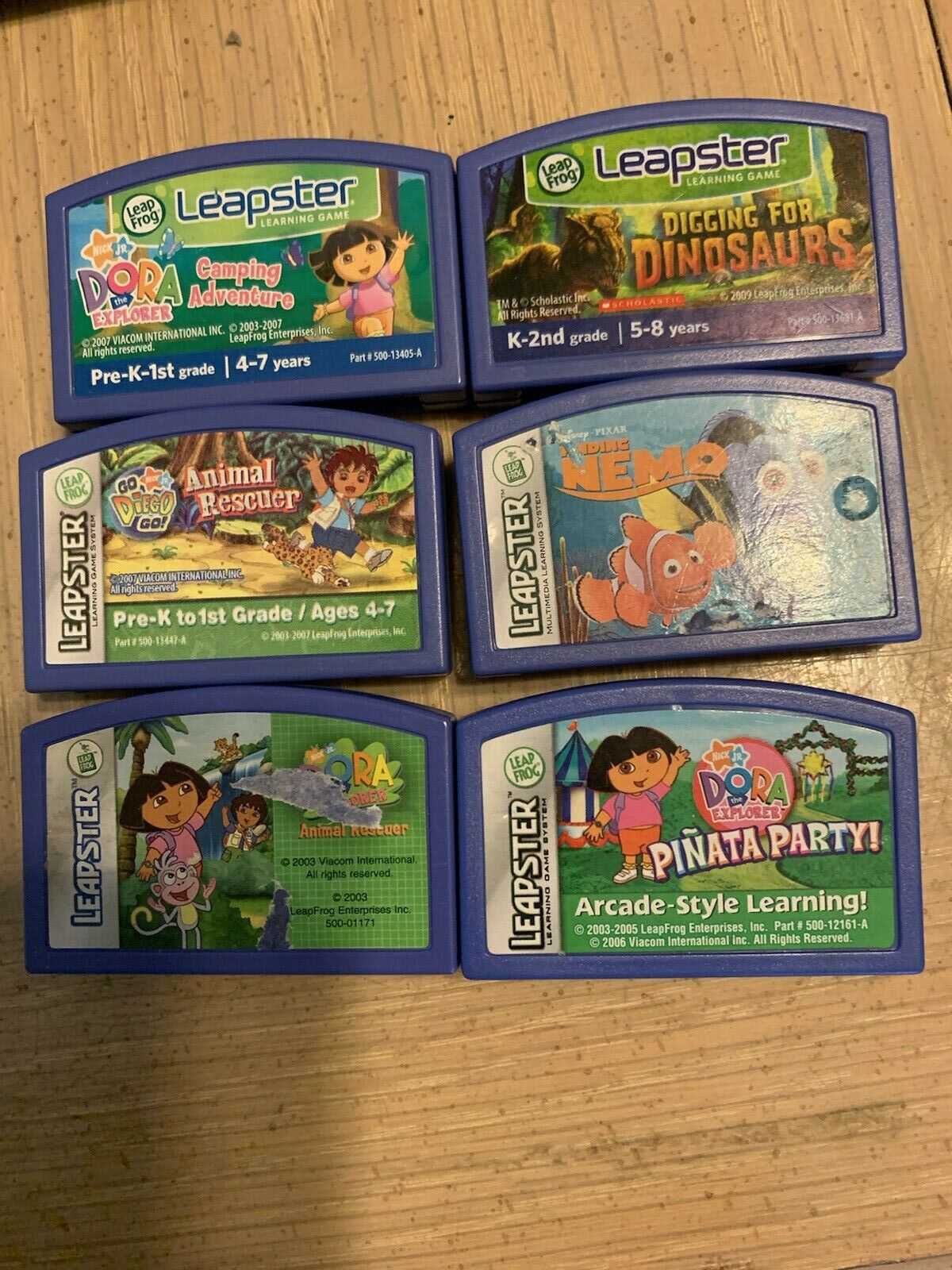 Dora Diego Nemo Dinosaurs Leapster Leapfrog 6 Game Lot