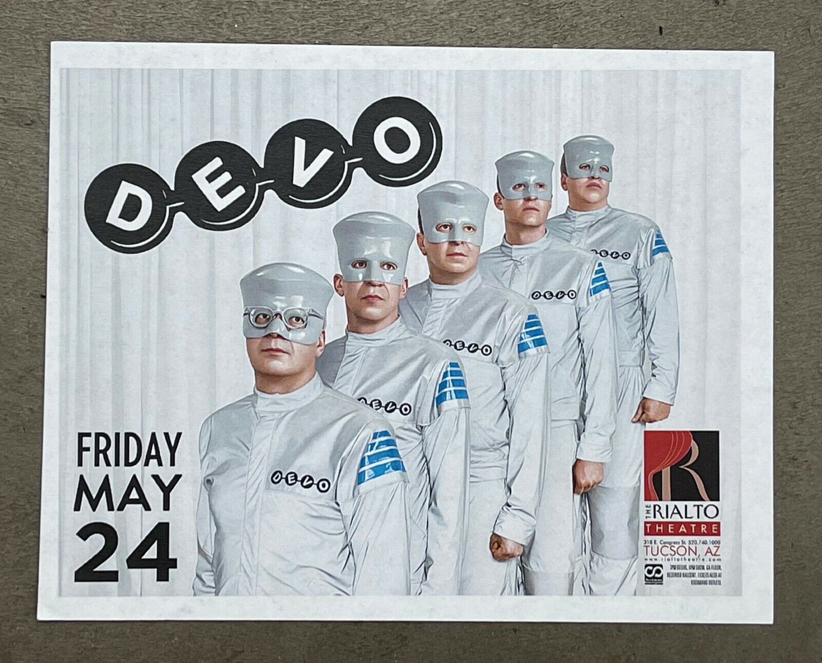 Rare Handbill For Devo Concert Tucson 2013 At Rialto Theatre Mothersbaugh Flyer