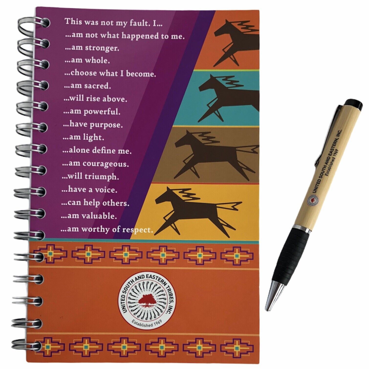 Uset United South & Eastern Tribes Notebook Planner Ballpoint Wood Pen Cherokee