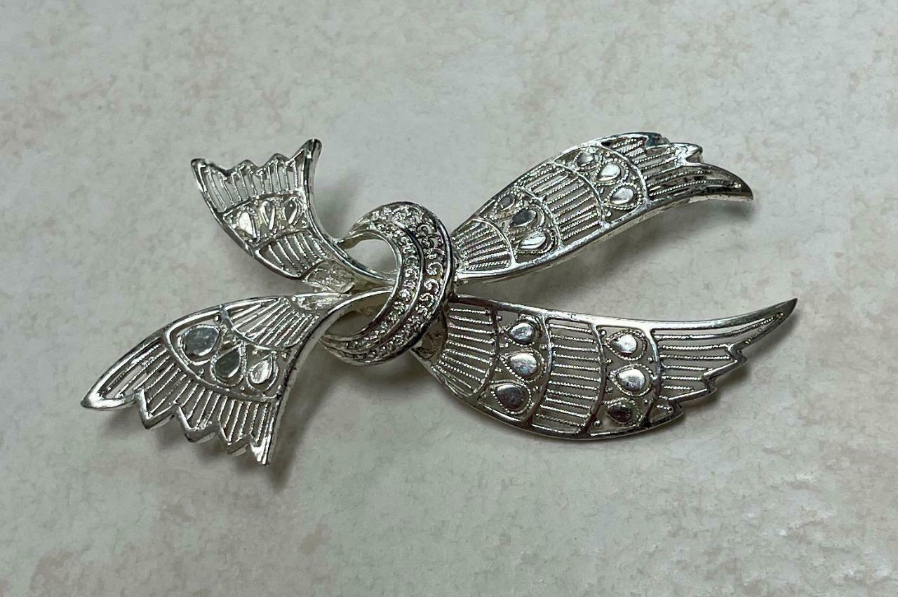 Sterling Silver Unique Bow Brooch / Pin Made In Germany ~ 7.1 Grams ~ 11-a1690