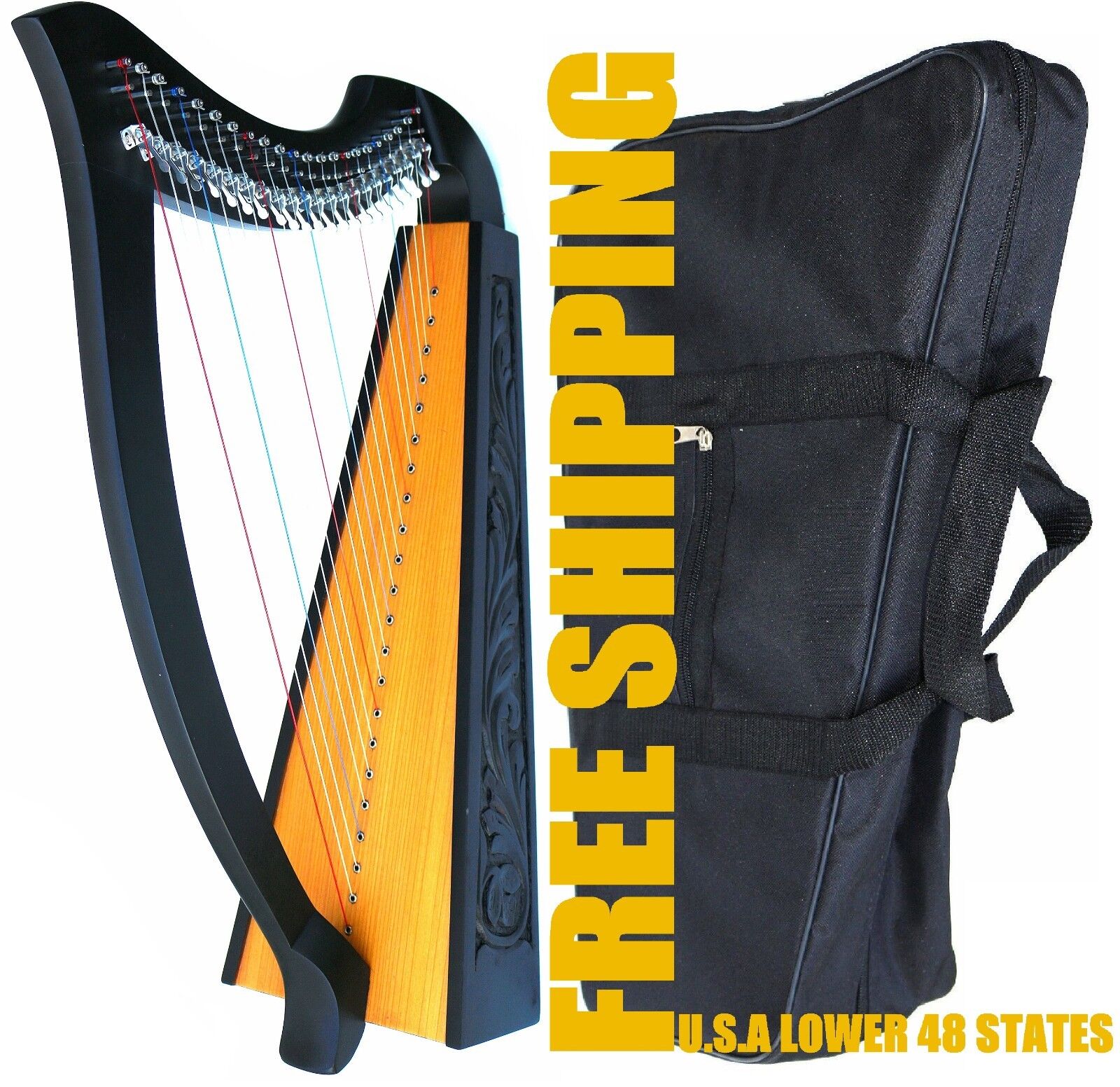Celtic 22 Strings Full Levers Black Harp