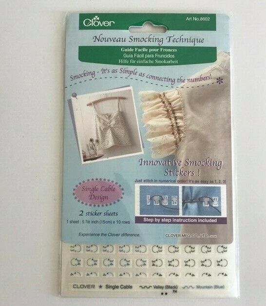 Smocking Stickers By Clover Single Cable Design Stickers & Instructions  Nip