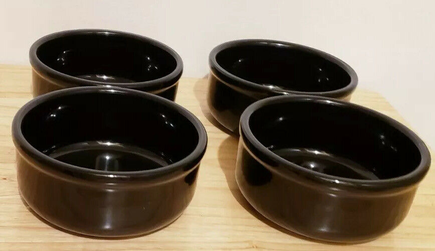 Waechtersbach Spain Vintage 5 1/4” High Gloss Soup/cereal Bowls Set Of 4 Black