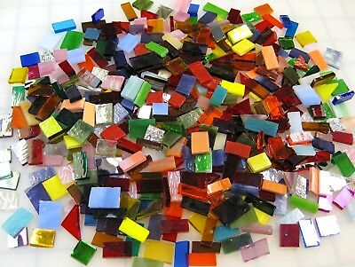 300 Mosaic Tiles Tiny Rainbow Color Mix 1/4"-3/8"-1/2" Premium Stained Glass