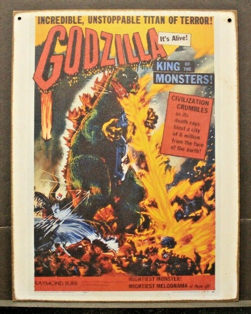 Godzilla Handmade Art Photo Sign