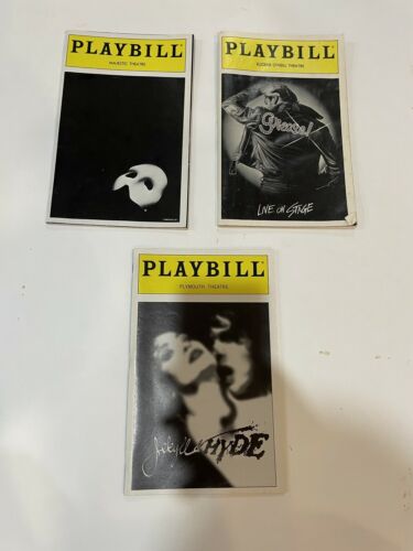 Lot Of 3 1990s Playbills - Jekyll & Hyde, Grease, Phantom Of The Opera