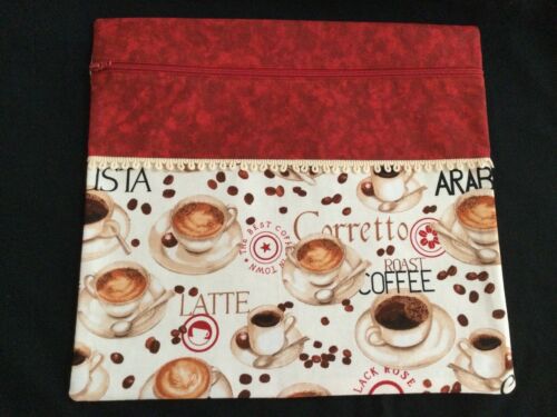 Handmade Cross Stitch Project Bag, Coffee Pattern
