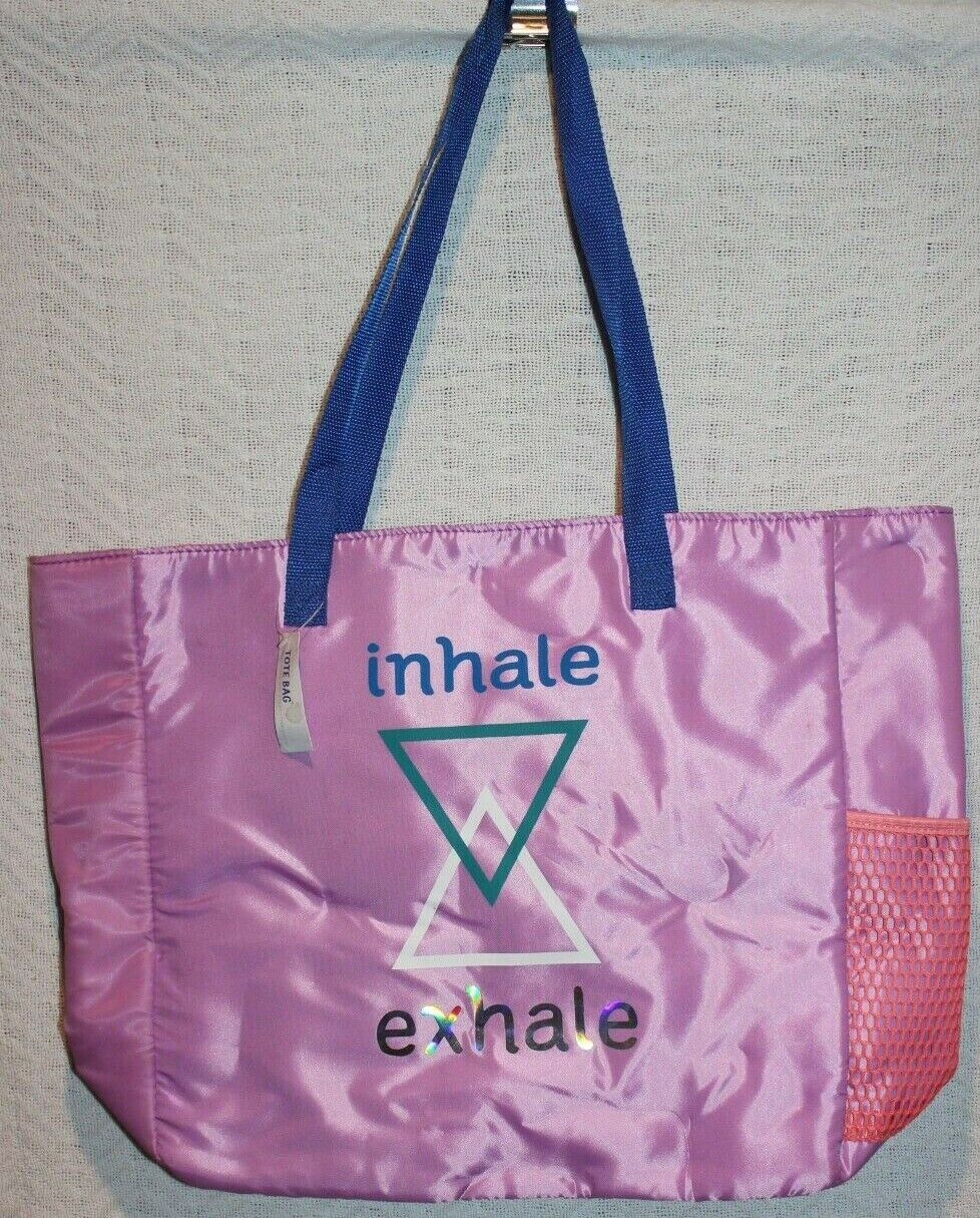 Light Purple Inhale/exhale Tote/gym Bag With Adjustable Yoga Mat Straps 15"x15"