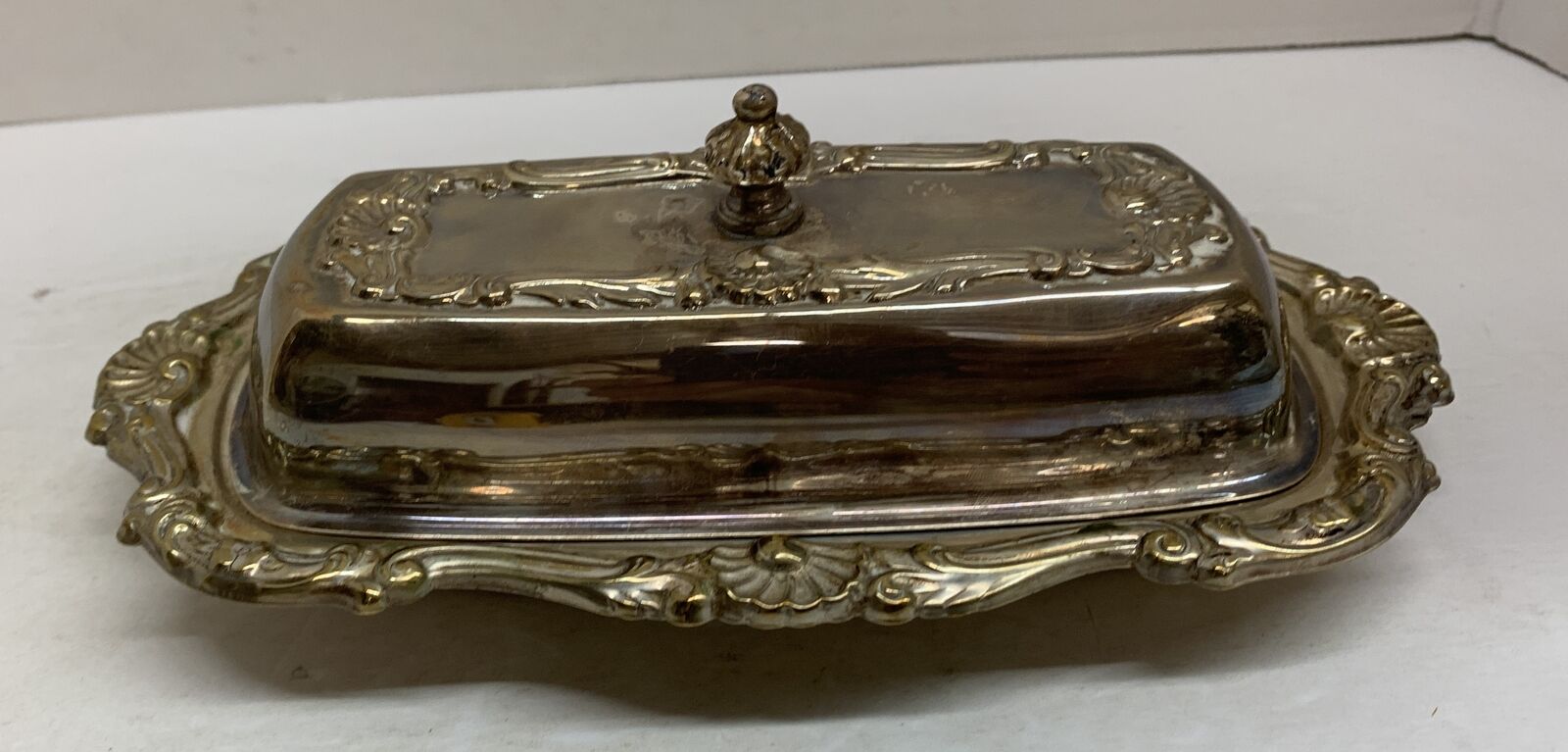 Vintage Silver Plate Butter Dish (8'' Length)