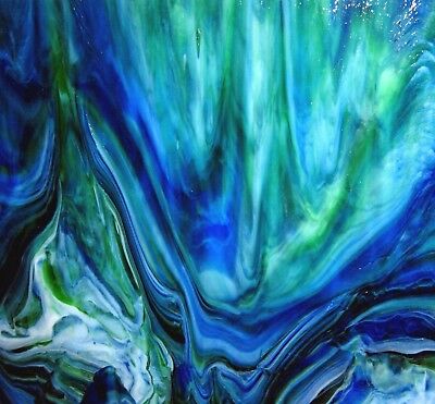 110 Mosaic Tiles 1/2" Blue Green Earth Kokomo Iridescent Opal Stained Glass