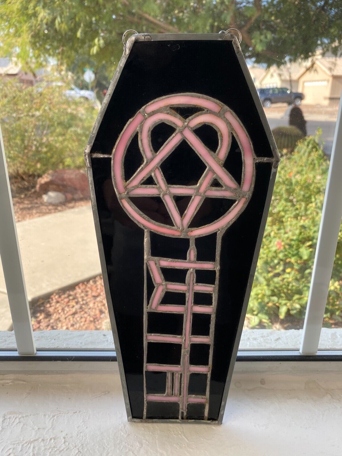 Him Heartagram Hand Crafted Coffin Stained Glass 12 X 5.5" Ville Valo Art