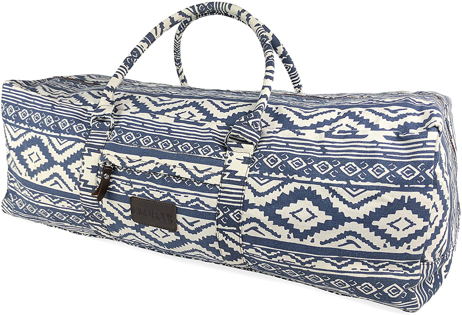 Kindfolk Yoga Mat Xl Duffel Bag Extra Large Patterned Canvas With Pocket And Zip