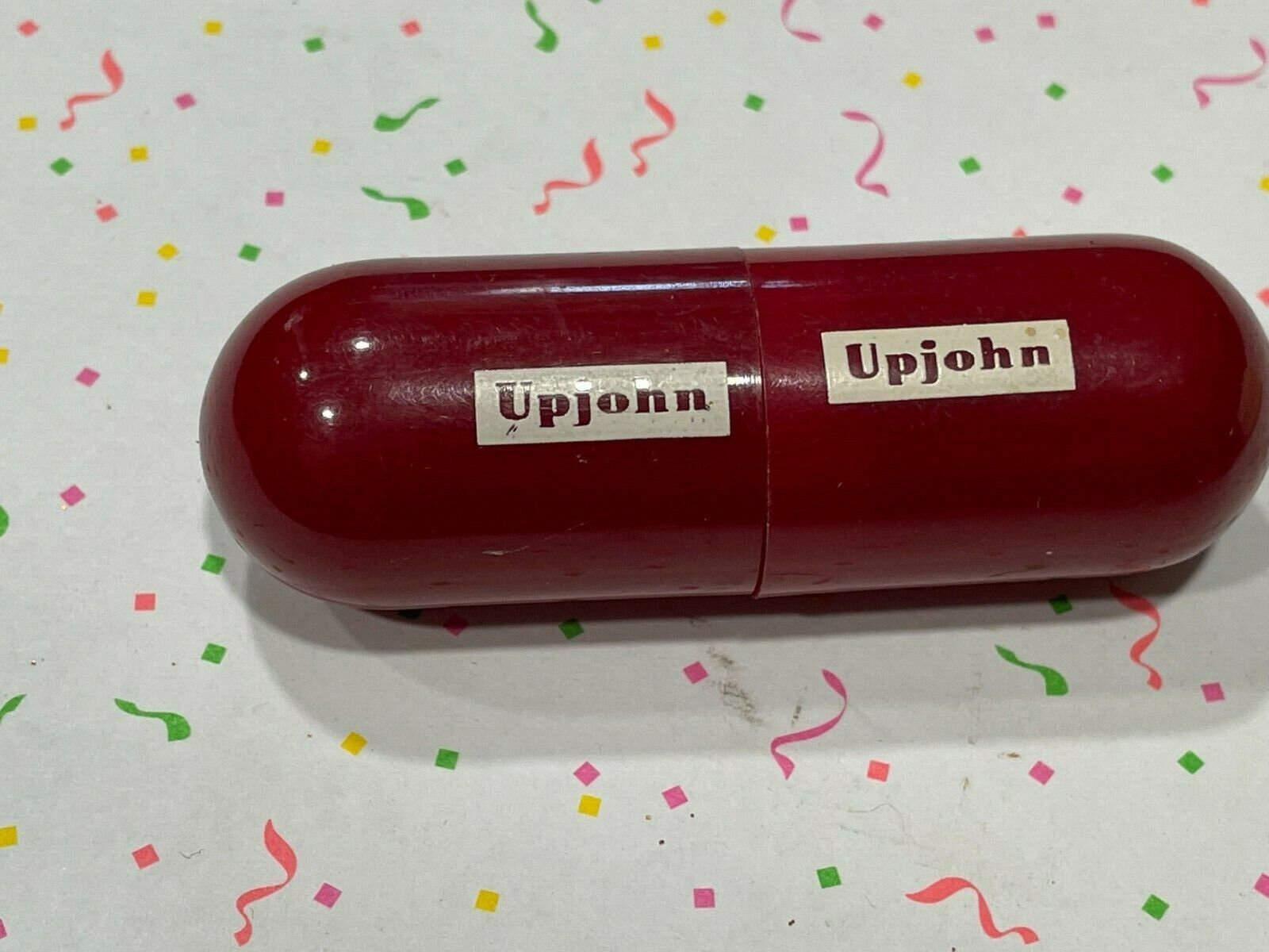 60s 70s Upjohn Advertising Big Pill Capsule Pillbox Medical Premium Vintage