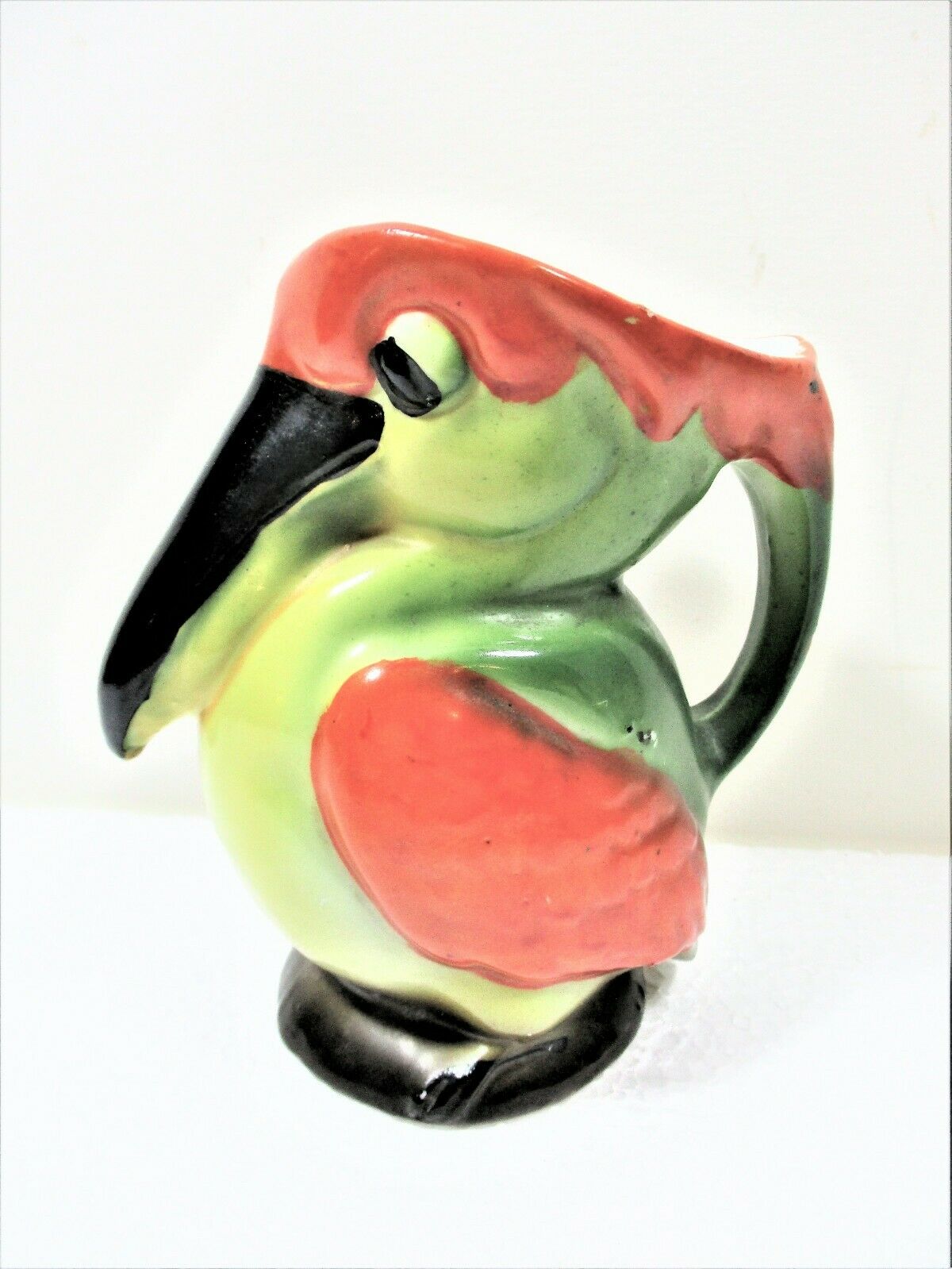 Early 20th C German Colorful Bird Figural Shape Porcelain Pitcher #1