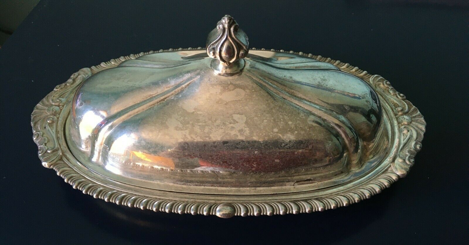 Vintage Csw Co. Silver On Copper Butter Dish