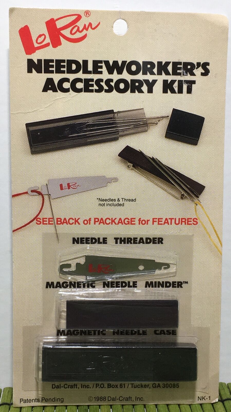Vintage Loran Needleworker's Accessory Kit Threader Magnetic Minder & Case New