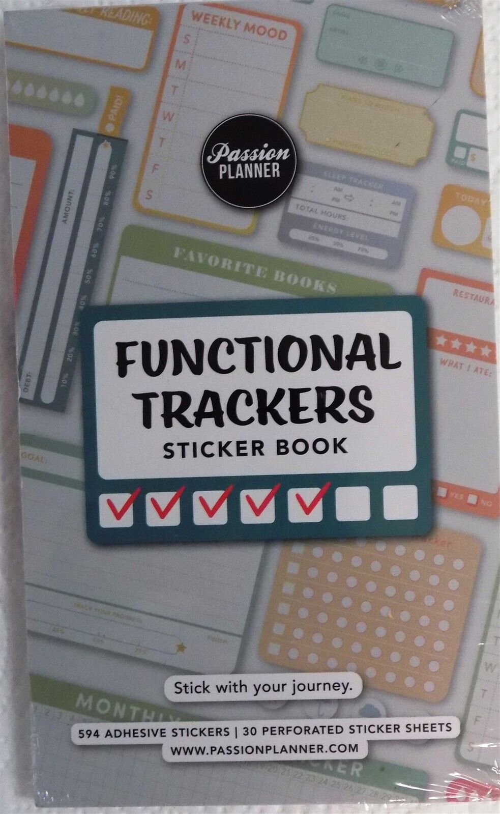 Digital Functional Trackers Sticker Book 594 Adhesive Stickers Passion Planner