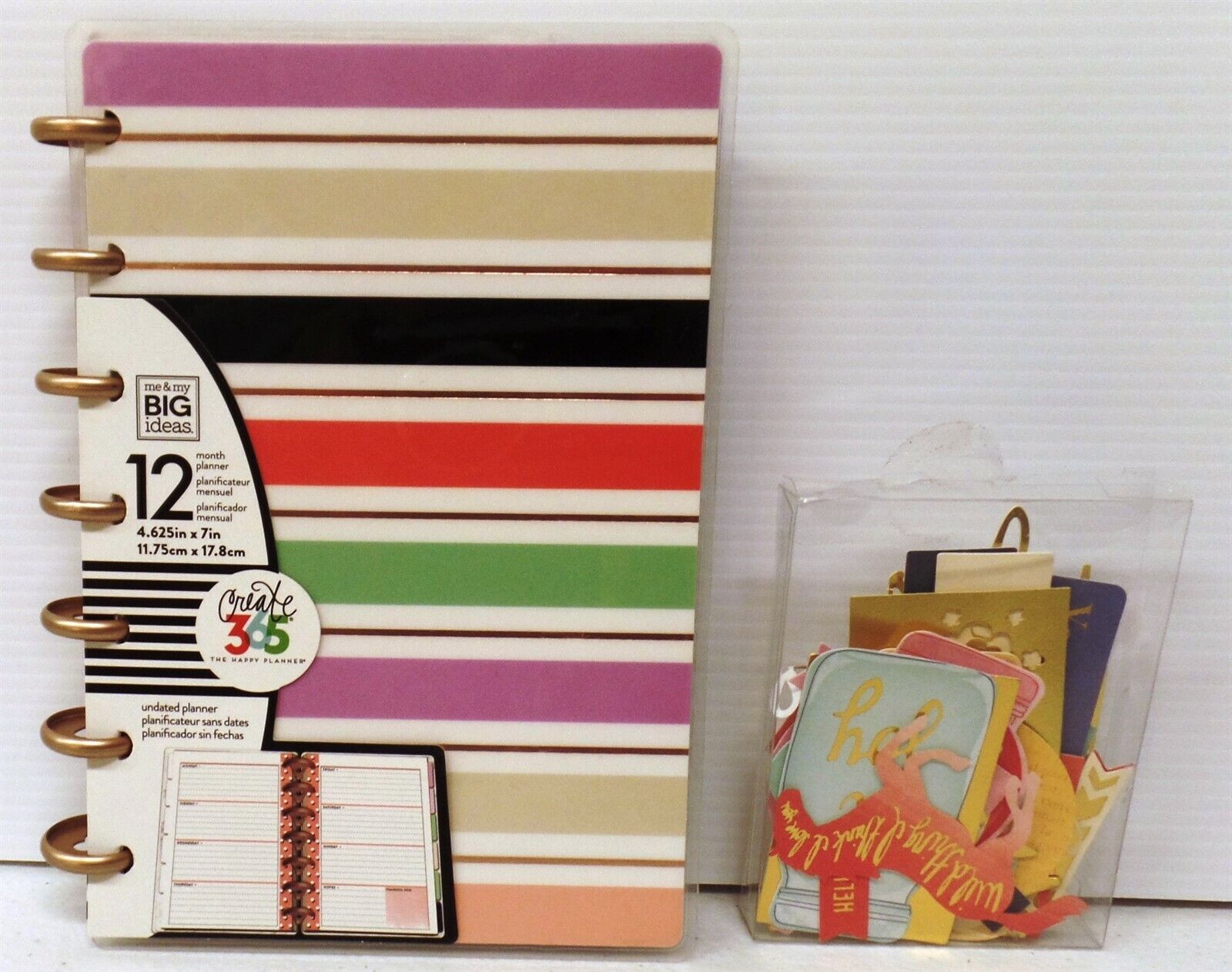 Me&my Big Idea 12 Month Planner Create 365 Plnm-20 Stripes Embellishments #2834