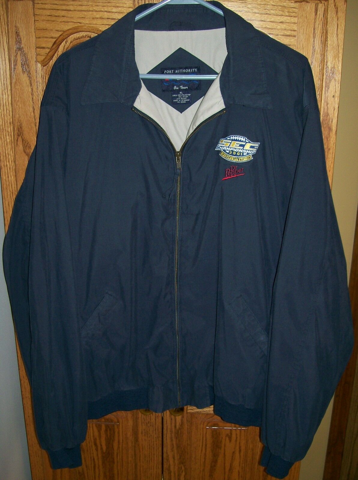 Dr Pepper 2001 Sec Championship Jacket Sz Xl Navy Blue Port Authority Coat Nice!