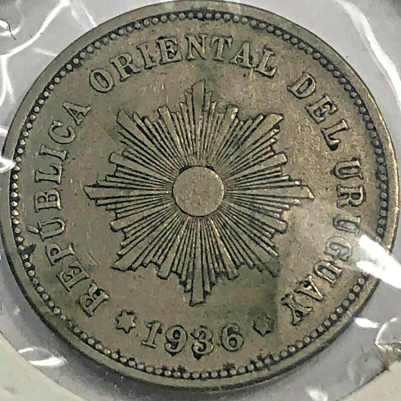 1936 Uruguay 5 Centesimos Foreign Coin #1285